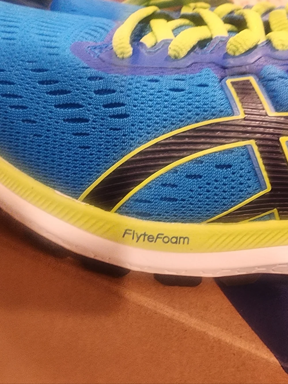 Asics Blue Gel Express with Neon Yellow Running Shoes - Picture 6 of 8